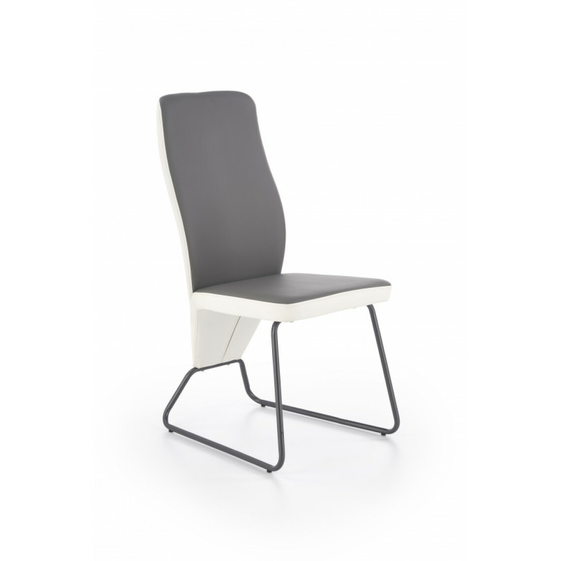 Carellia - EVA Lot de 2 chaises en cuir synthétique - Gris/Blanc - Chaises