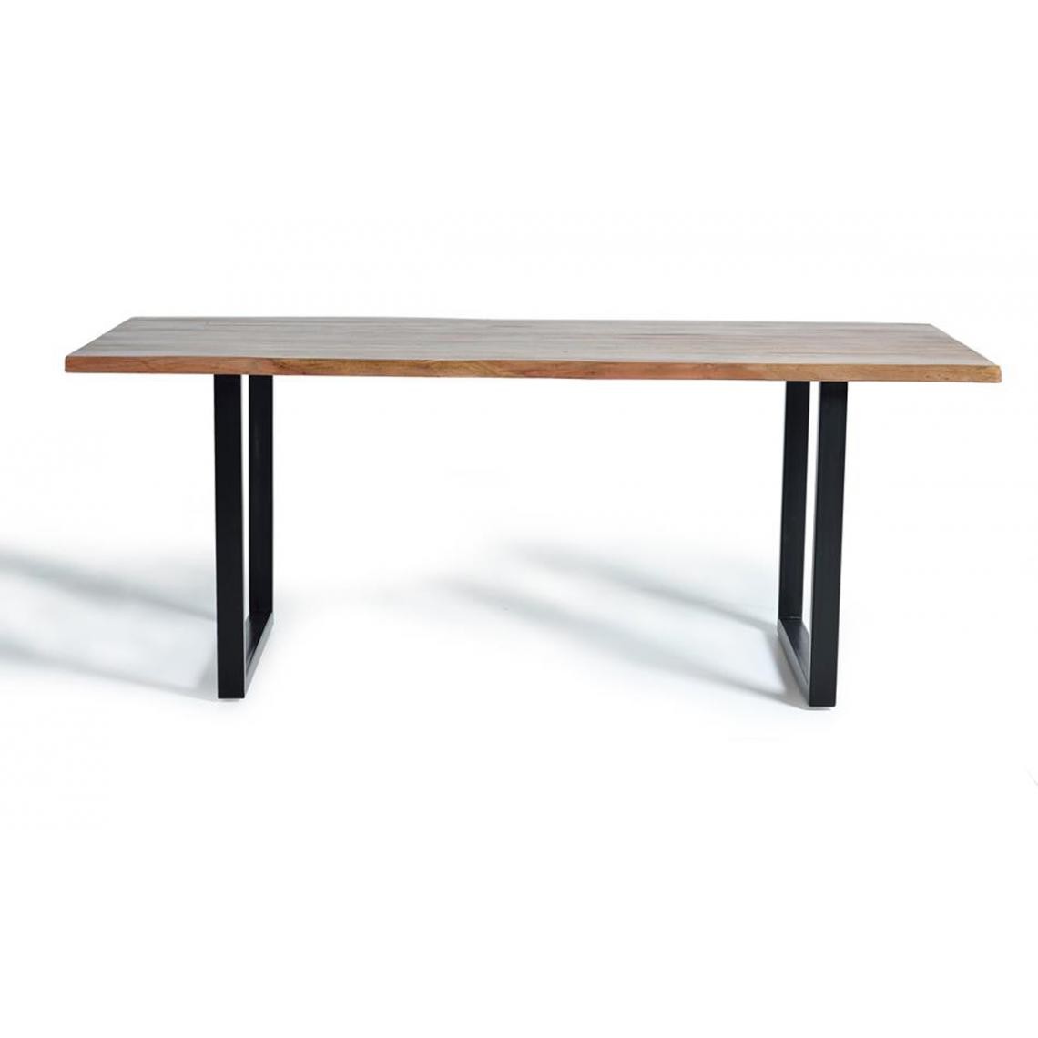 Pegane - Table à manger en bois d'acacia et métal coloris naturel / noir - longueur 180 x profondeur 100 x hauteur 78 cm - Tables à manger