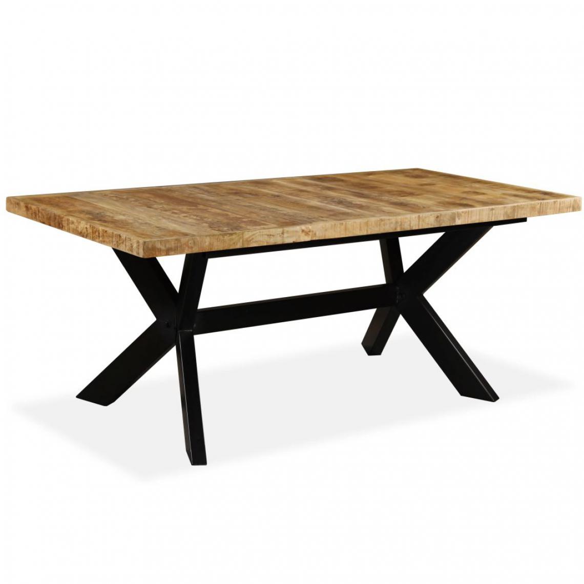 Chunhelife - Table de salle à manger Bois de manguier solide et Acier 180 cm - Tables à manger