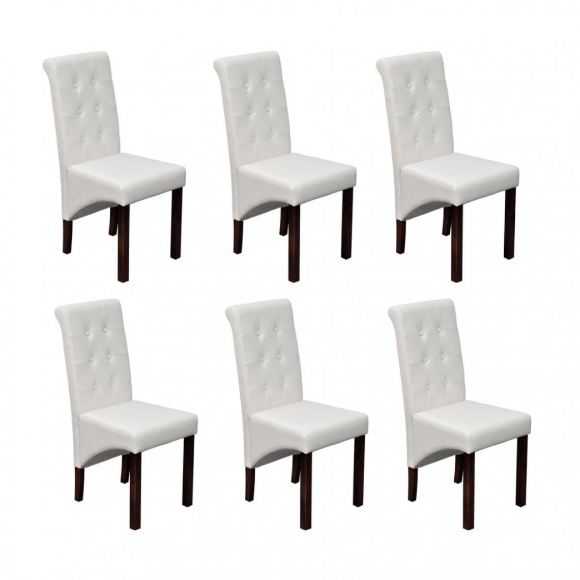 Chunhelife - Chaises de salle à manger 6 pcs Blanc Similicuir - Chaises
