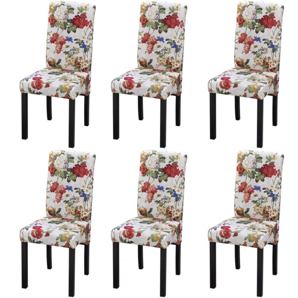 marque generique - Distingué Fauteuils famille Saint-Georges 6 chaises pour la salle à manger avec motif floral Bois - Chaises