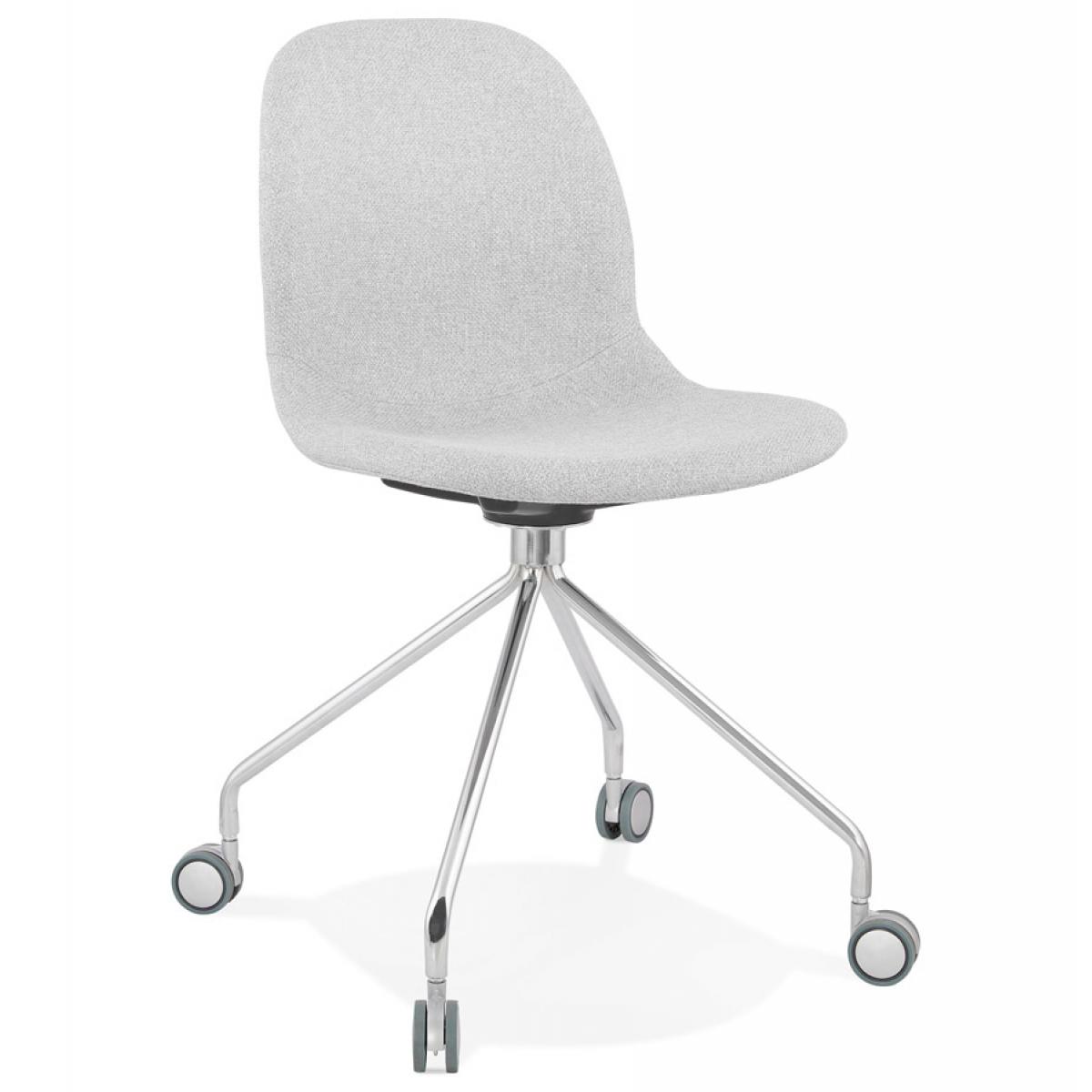 Alterego - Chaise de bureau design 'GLIPS' en tissu gris clair sur roulettes - Chaises