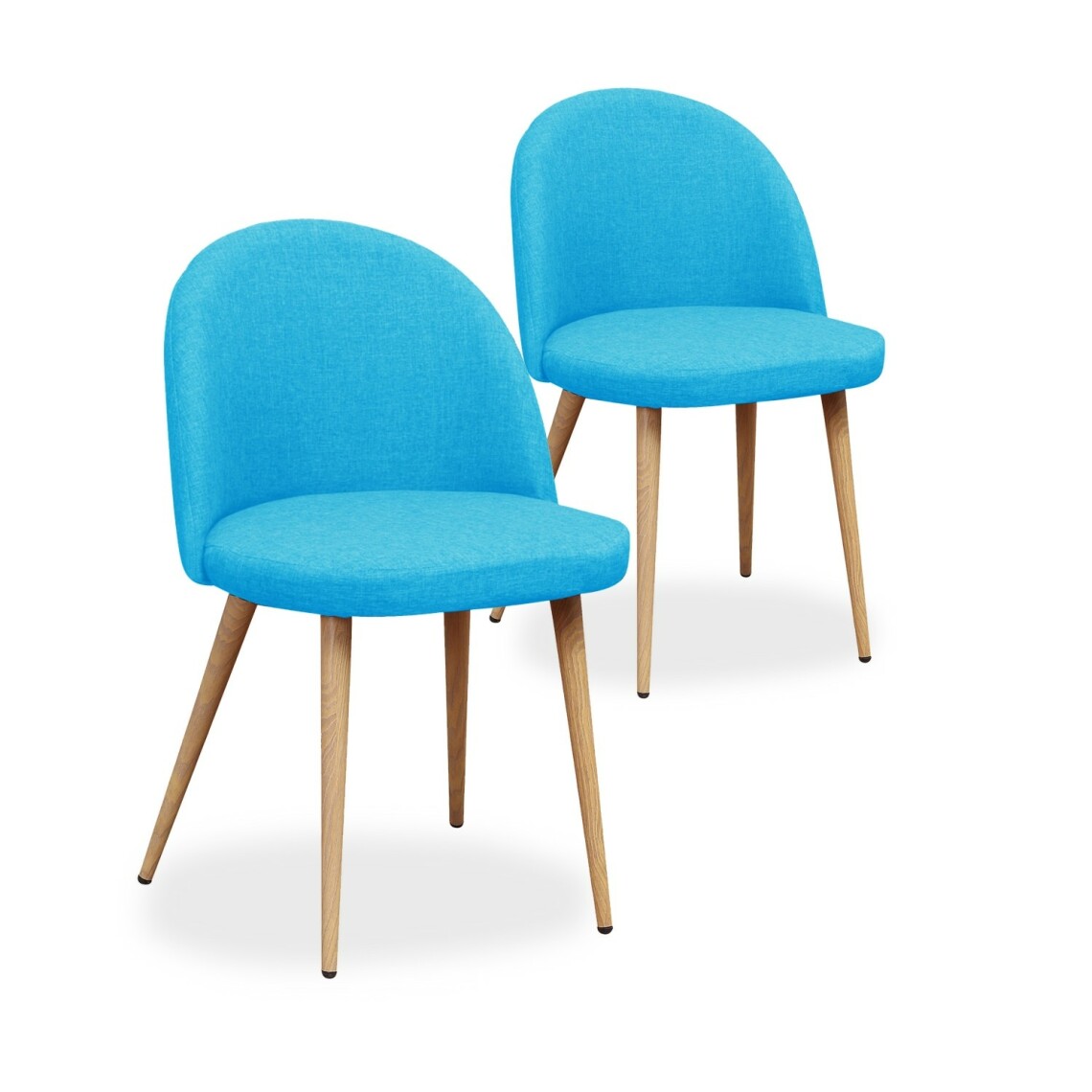 marque generique - Lot de 2 chaises scandinaves Cecilia tissu Bleu - Chaises