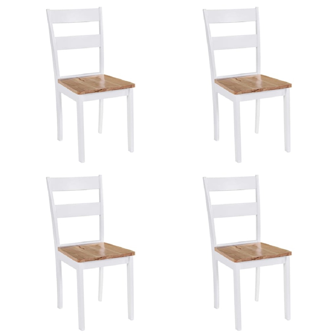 Chunhelife - Chunhelife Chaises de salle à manger 4 pcs Blanc Bois d'hévéa massif - Chaises