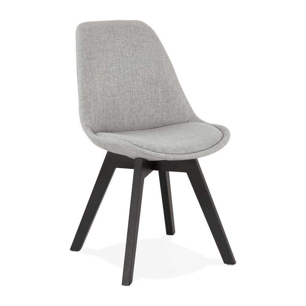 Alterego - Chaise design 'WILLY' en tissu gris avec pieds en bois noir - Chaises