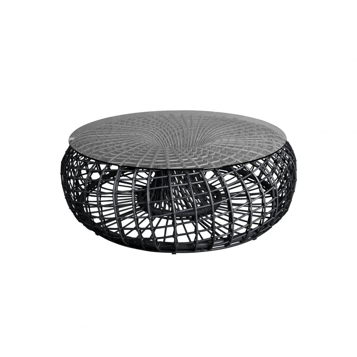 Cane-Line - Tabouret / table basse Nest grand - avec plateau en verre - gris lave - Tabourets