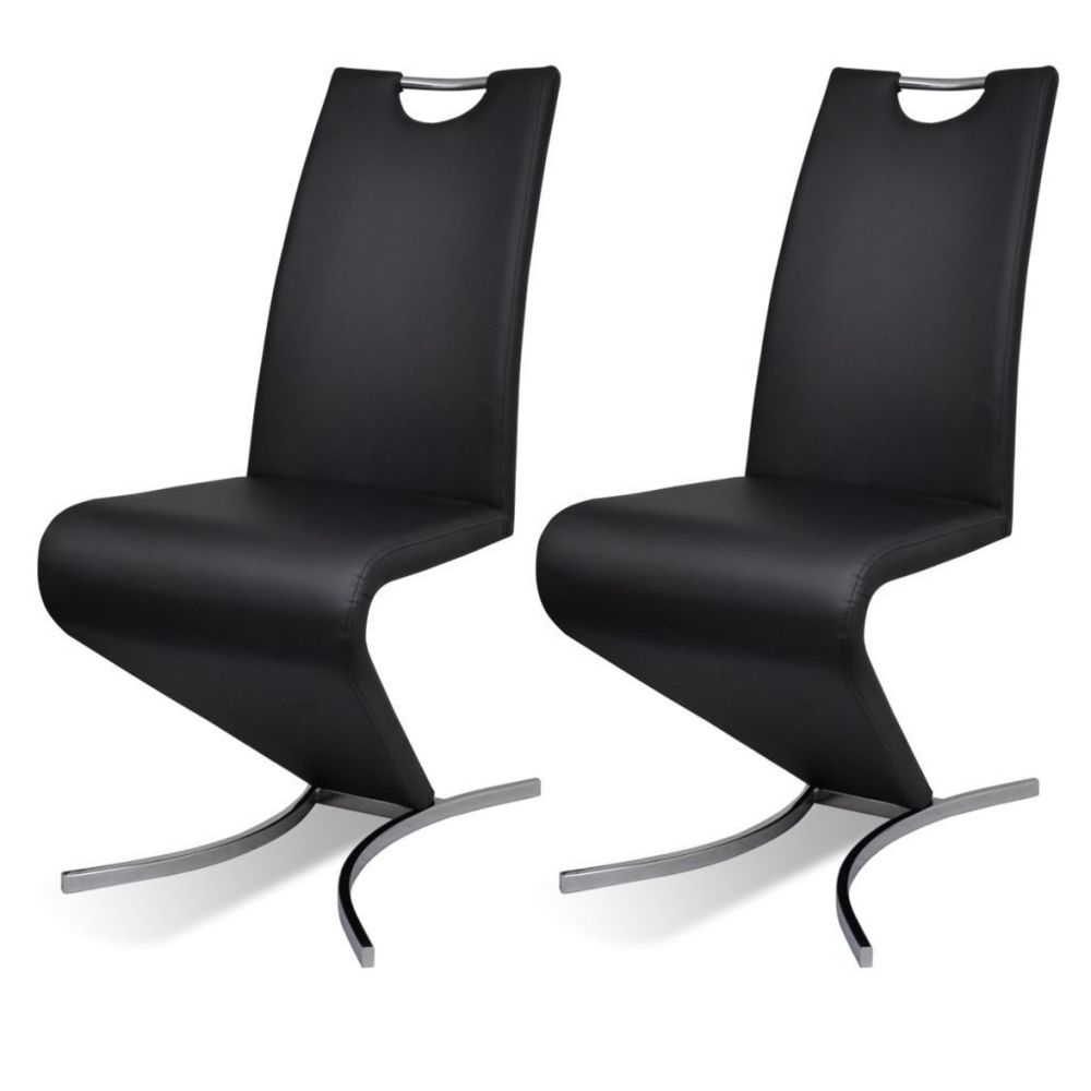 Helloshop26 - Lot de deux chaises de salle à manger forme d'h cuir synthétique noir 1902150 - Chaises