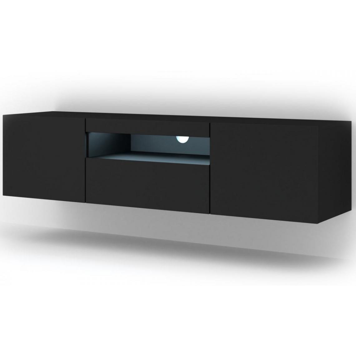 Bim Furniture - Meuble TV Aura 150 Black Mat Led - Meubles TV, Hi-Fi