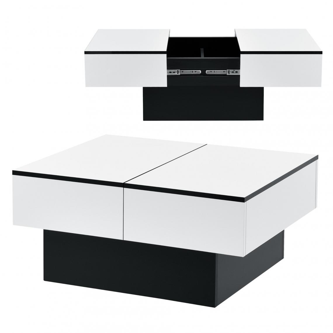 Helloshop26 - Table basse de salon rangement panneau de particules 80 cm noir blanc 03_0006150 - Tables basses