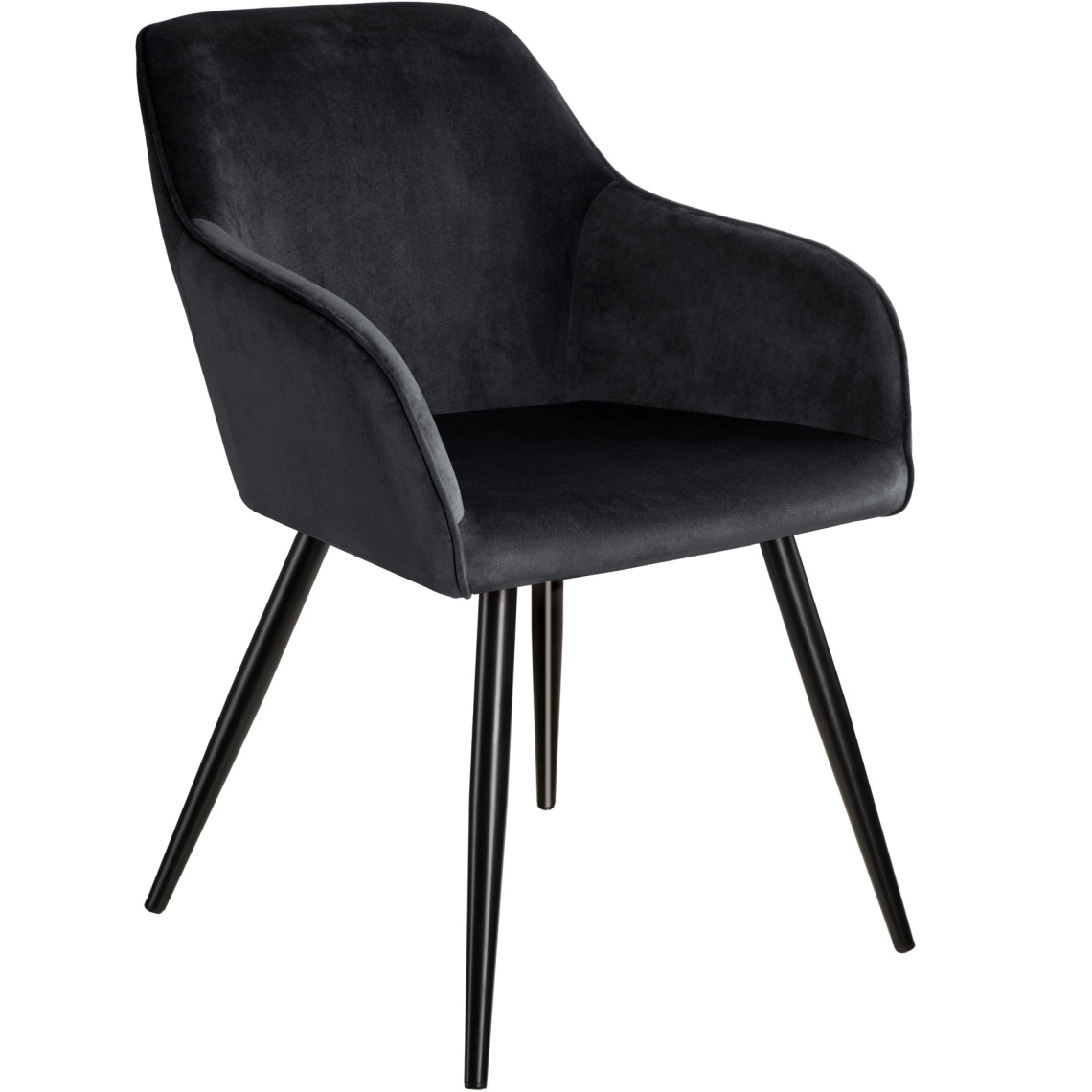 Tectake - Chaise MARILYN Effet Velours Style Scandinave - noir - Chaises