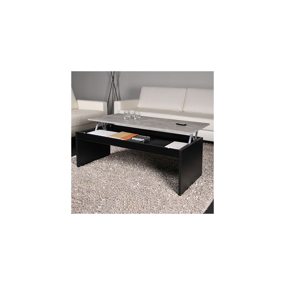 marque generique - Table basse DARWIN 120x60cm / Noir et Béton - Meubles TV, Hi-Fi