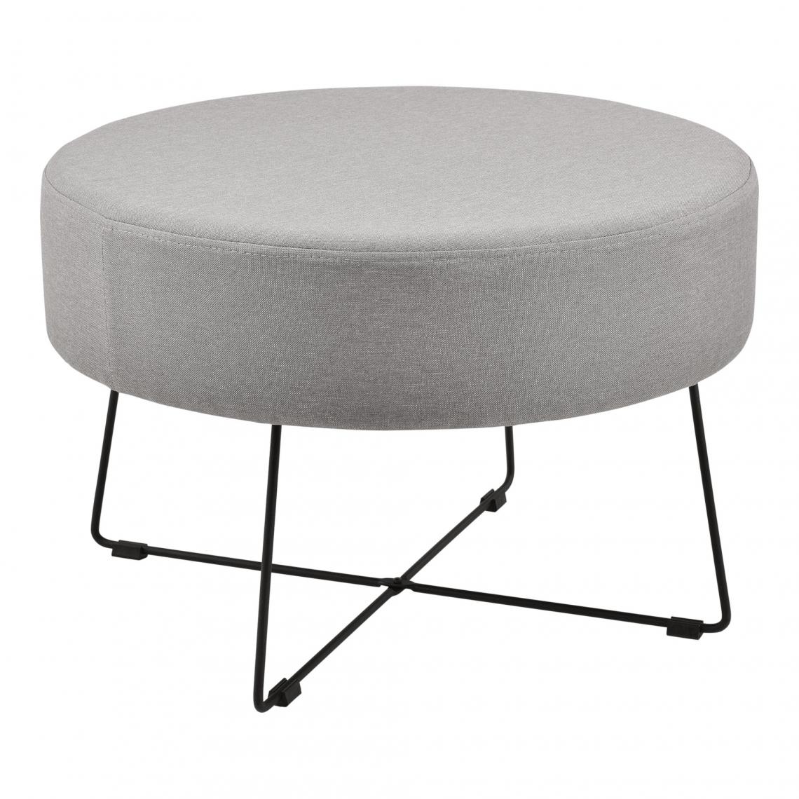 Helloshop26 - Table basse ronde repose pieds textile métal 60 cm gris et noir 03_0004153 - Tables basses
