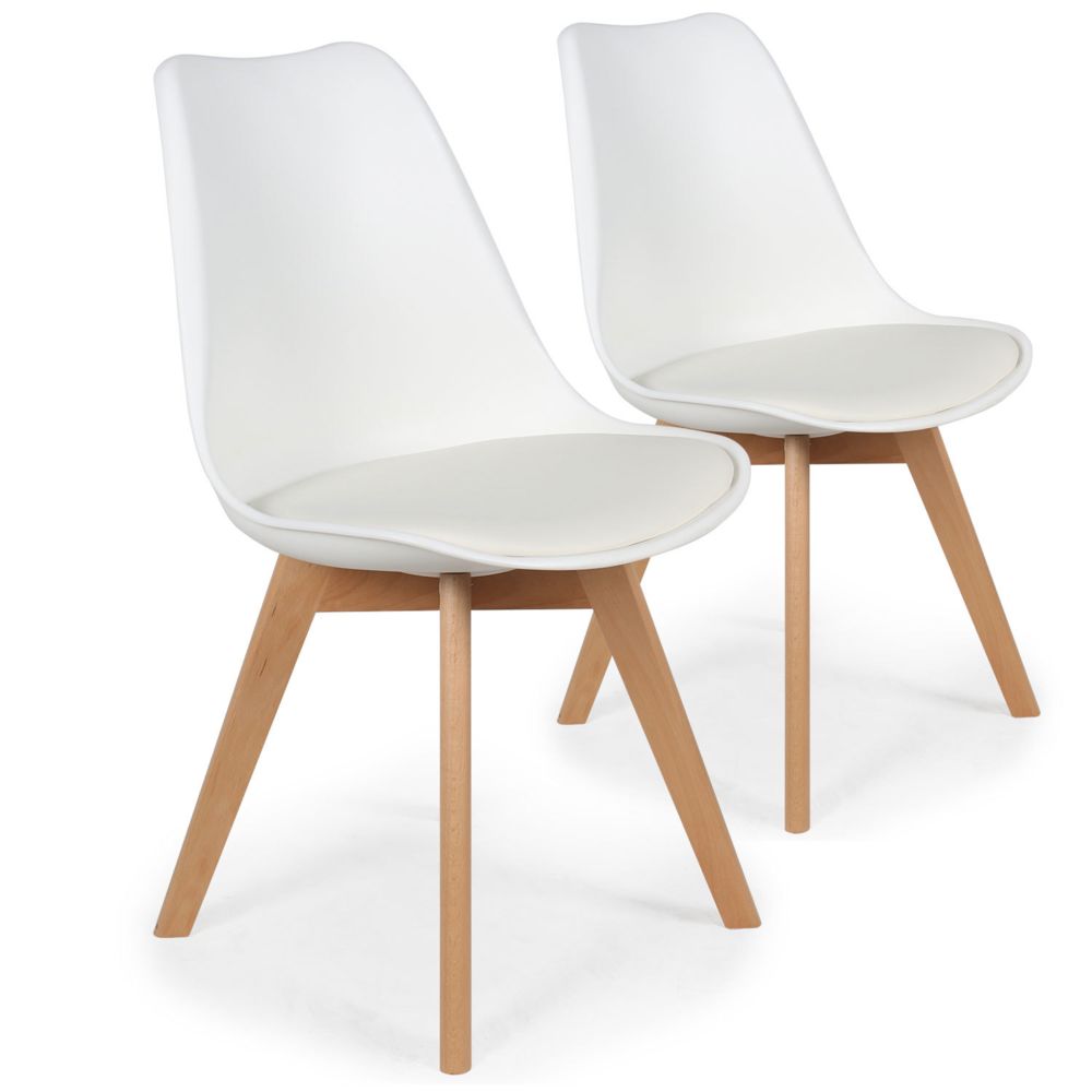 MENZZO - Lot de 2 chaises style scandinave Bovary Blanc - Chaises