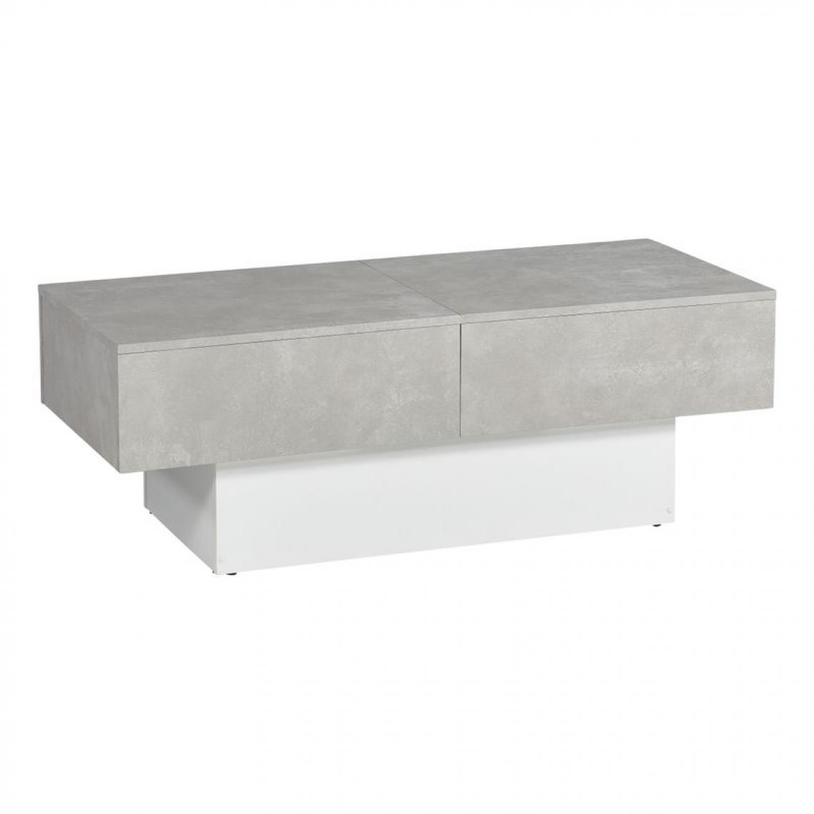 But - Table basse rectangulaire CARLA imitation béton/ blanc - Tables basses