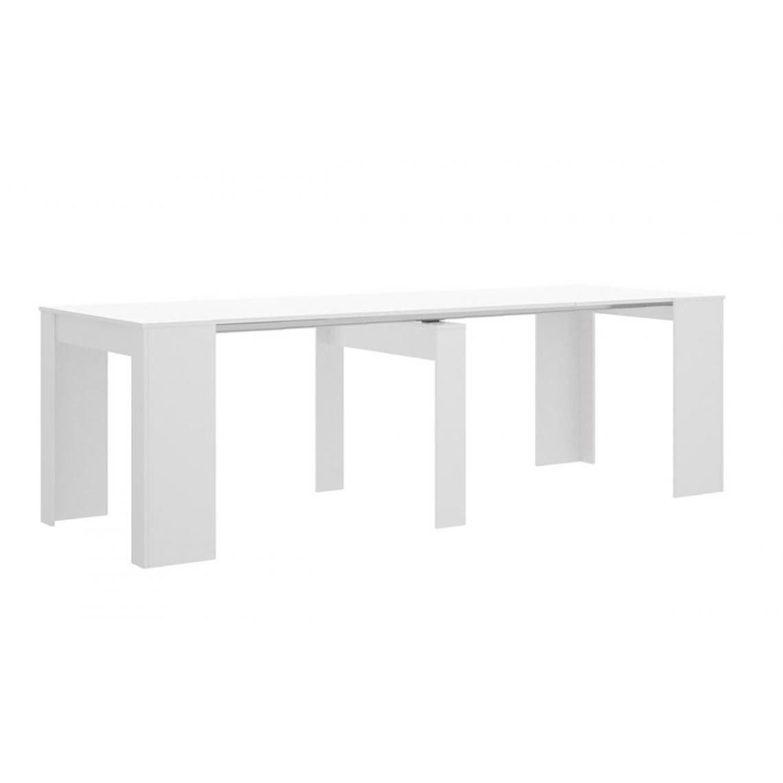 Pegane - Table console extensible en chêne blanc brillant - Longueur 54-239 x Hauteur 77 x Profondeur 90 cm - Consoles
