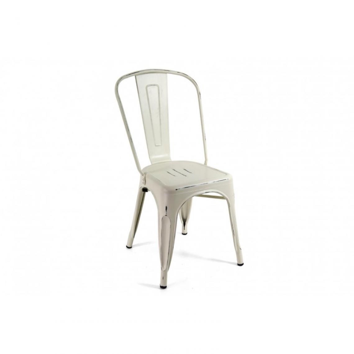 Webmarketpoint - Chaise de cuisine vintage urbaine industrielle en métal blanc - Chaises