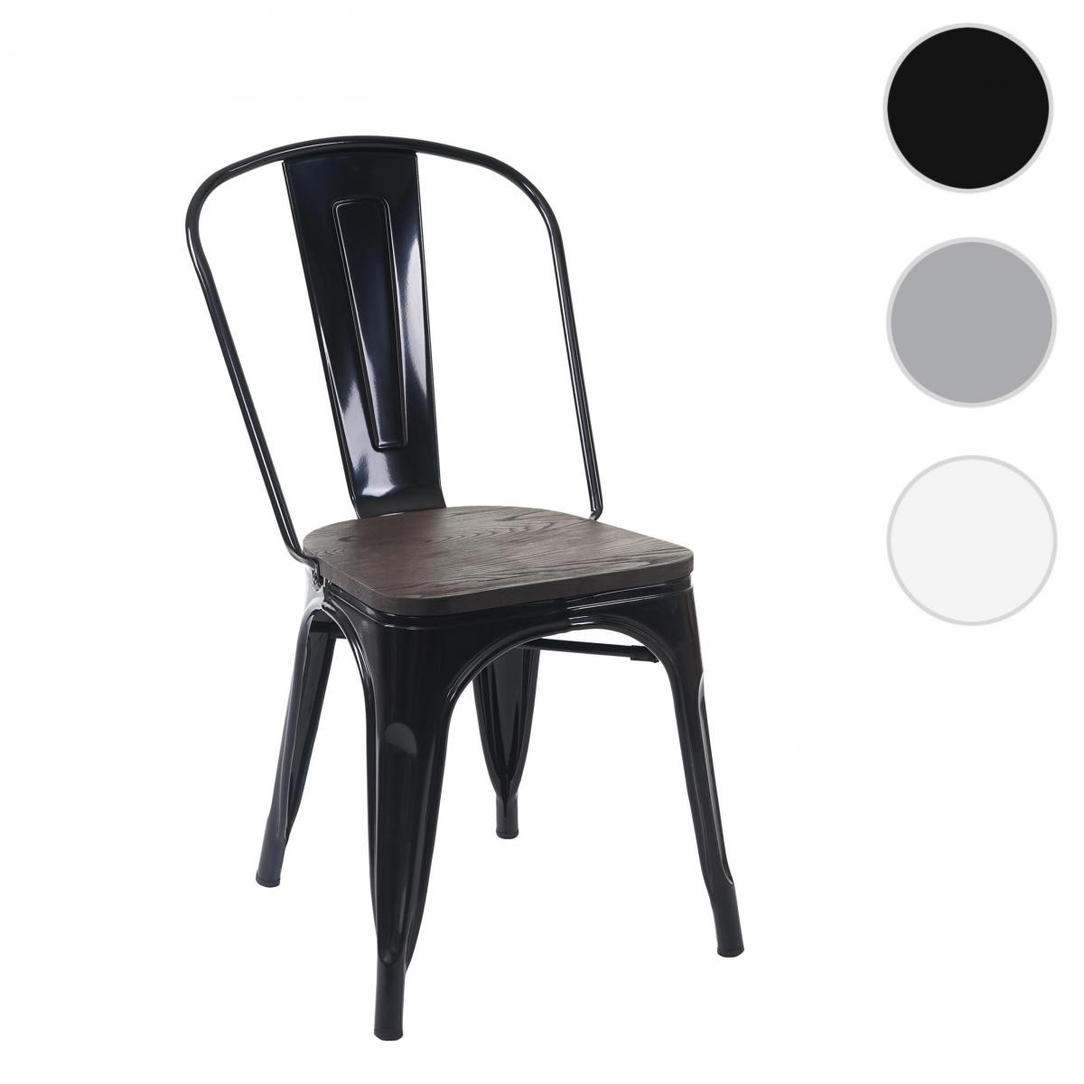 Mendler - Chaise HWC-A73, avec siège en bois, chaise de bistro, métal, empilable, style industriel  ~ noir - Chaises
