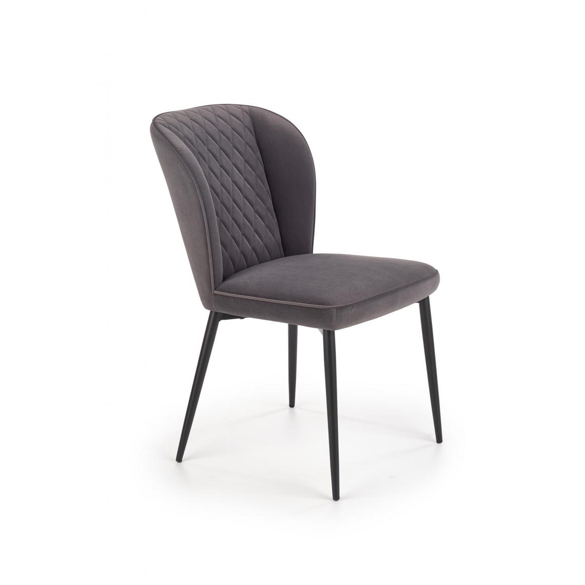 Hucoco - MARCELLO - Chaise rembourrée style glamour salon/chambre - 84x60x50 - Pieds en acier - Meuble de salle à manger - Gris - Chaises