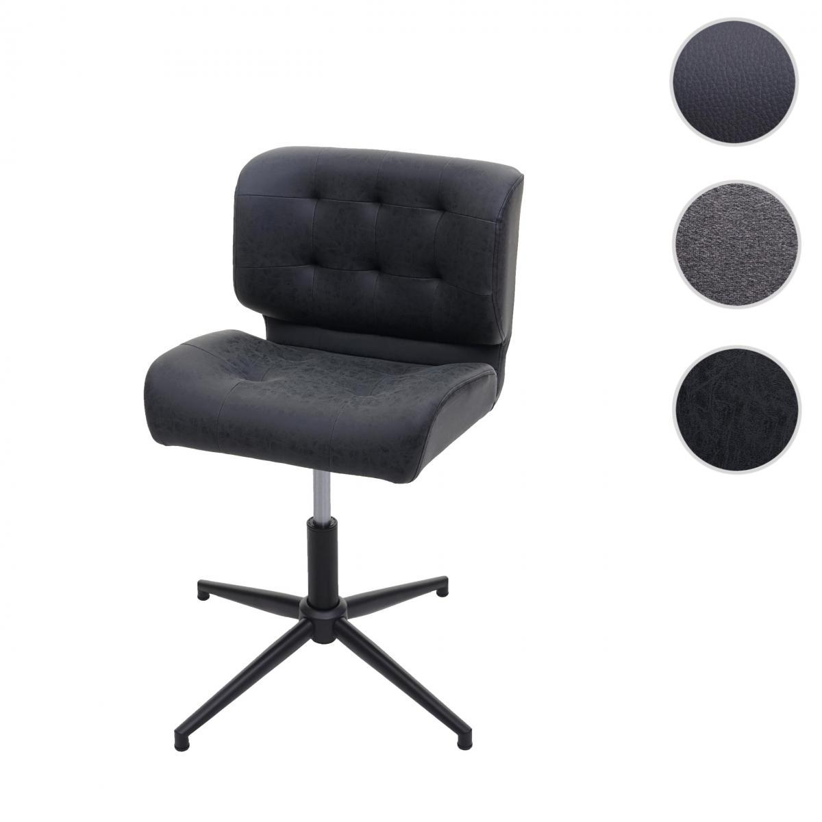 Mendler - Chaise de salle à manger HWC-H42, pivotante, réglable en hauteur ~ similicuir vintage gris foncé, pied noir - Chaises