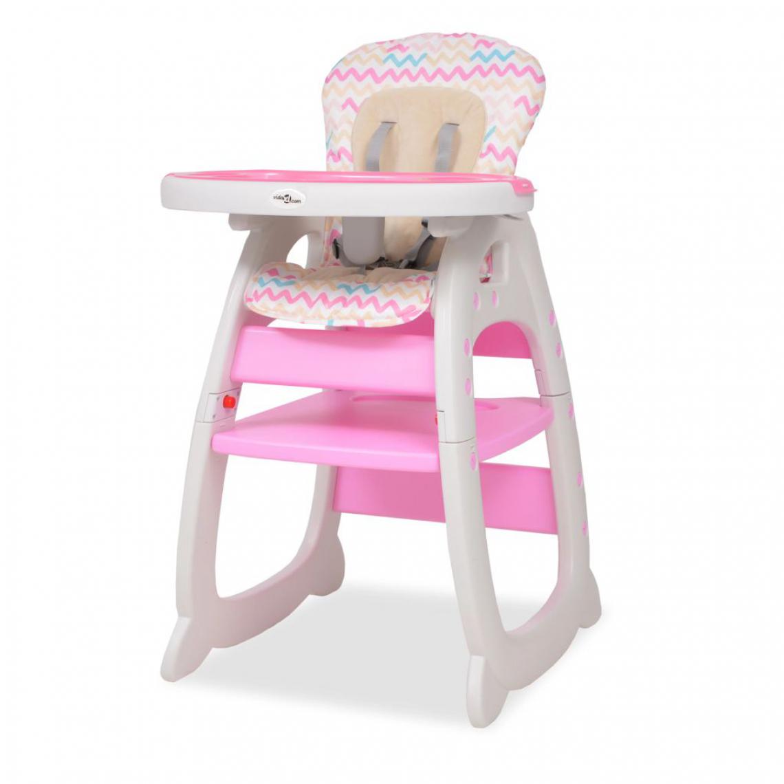 Icaverne - sublime Mobilier pour bébés et tout-petits serie Le Caire Chaise haute convertible 3-en-1 avec table Rose - Chaises