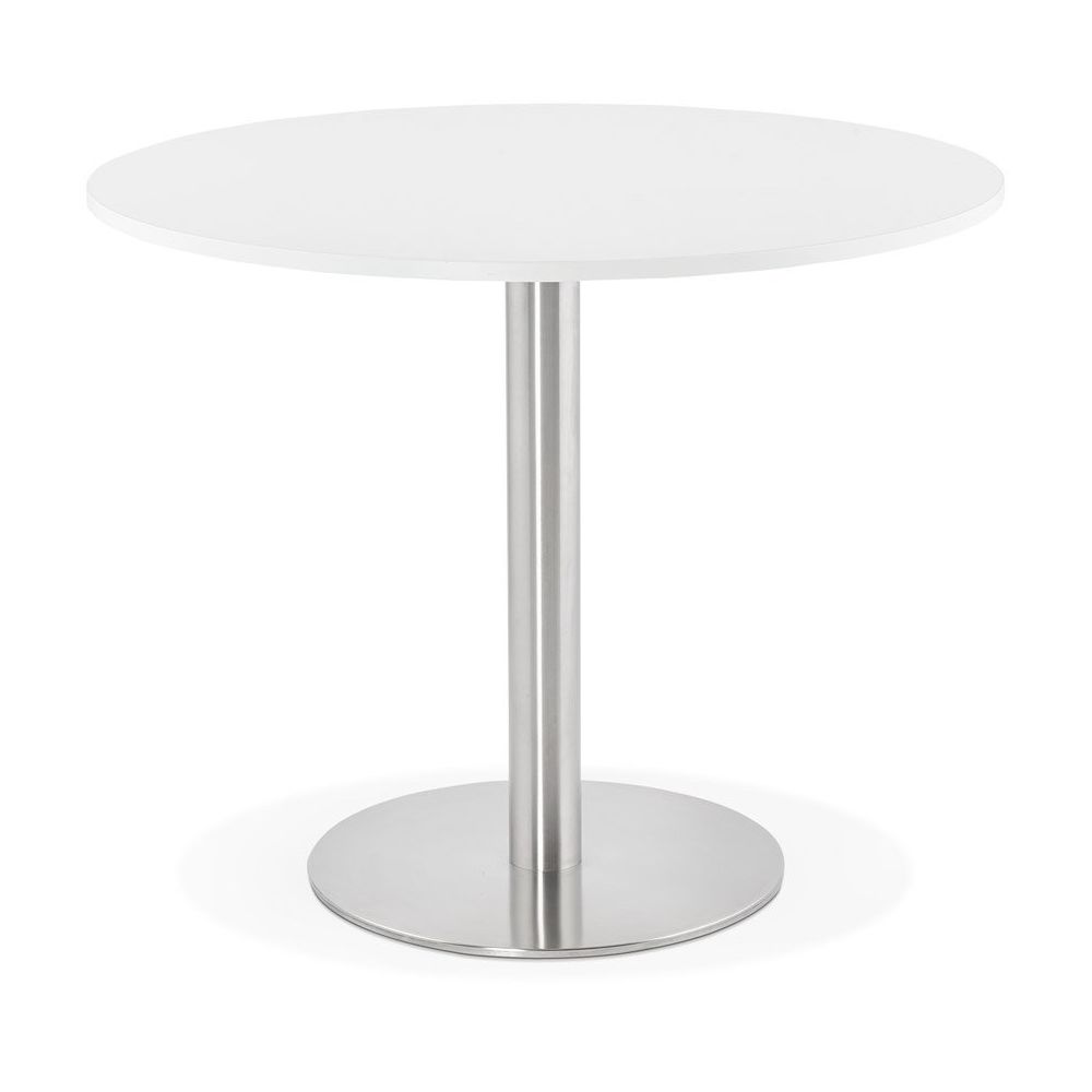 Alterego - Petite table de bureau / à diner ronde 'DALLAS' blanche - Ø 90 cm - Tables à manger