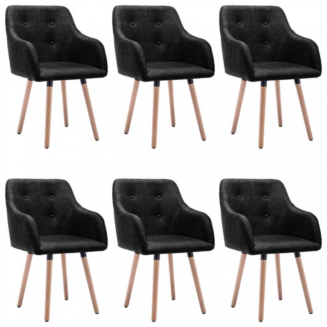 Icaverne - Moderne Fauteuils et chaises collection Monaco Chaises de salle à manger 6 pcs Noir Tissu - Chaises