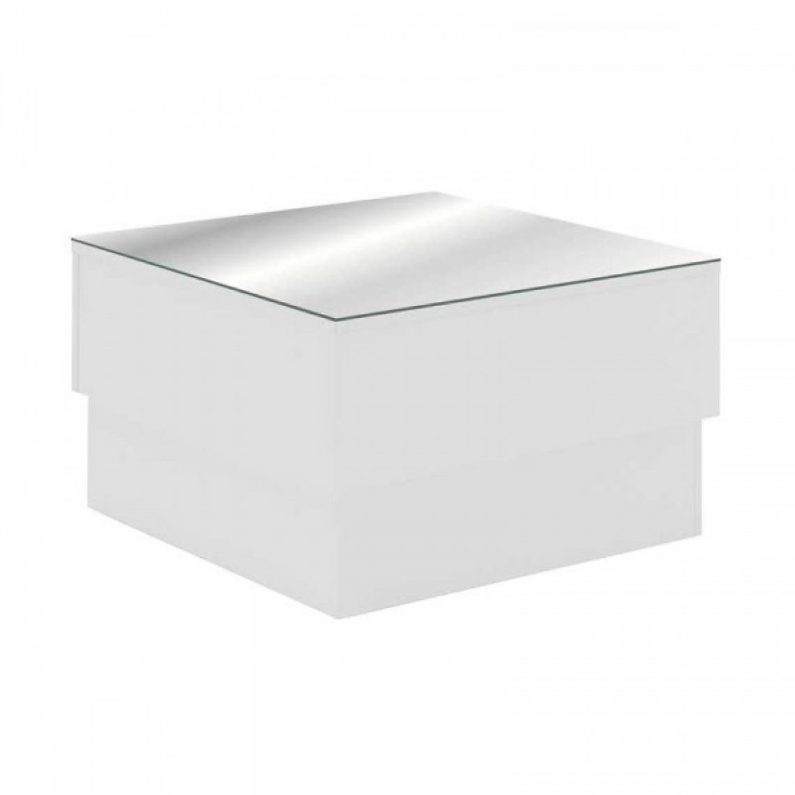Dansmamaison - Table basse carrée Verre Miroir/Bois Blanc - TYPAR - L 60 x l 60 x H 35 cm - Tables basses