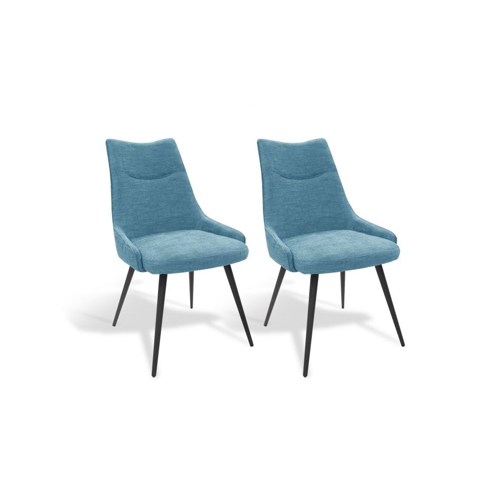 Meubletmoi - Lot de 2 chaises tissu bleu - OLBIA - Chaises