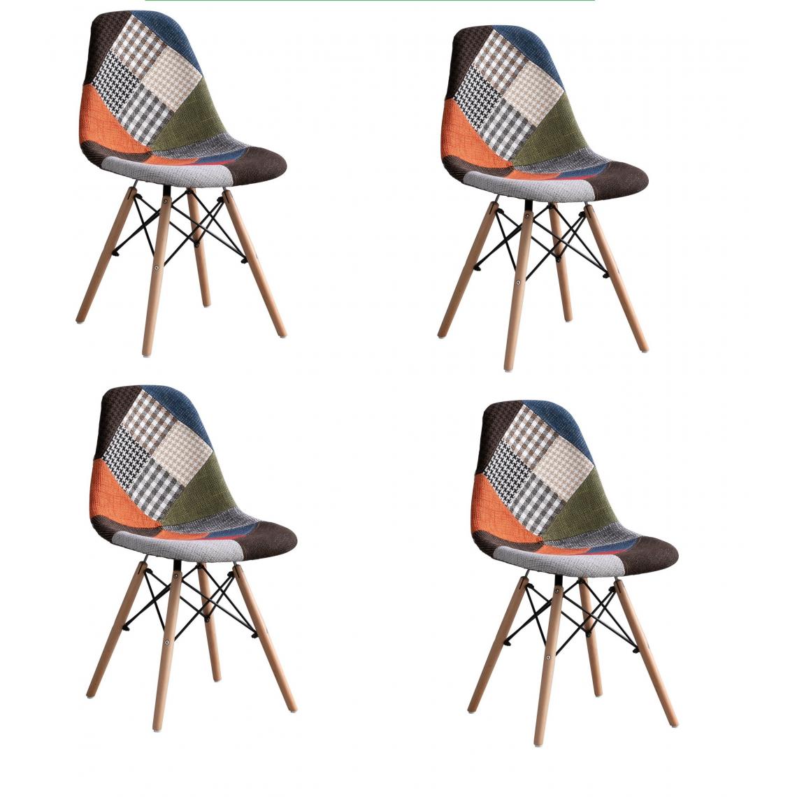 Fleda Trading - Eiffel modèle PP chaises pack de 4 PCS PatchWork tissu d'ameublement - Chaises