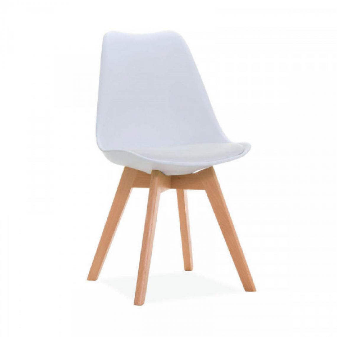 Dansmamaison - Chaise Blanche avec coussin - OLAF - L 47 x l 47 x H 85 cm - Chaises