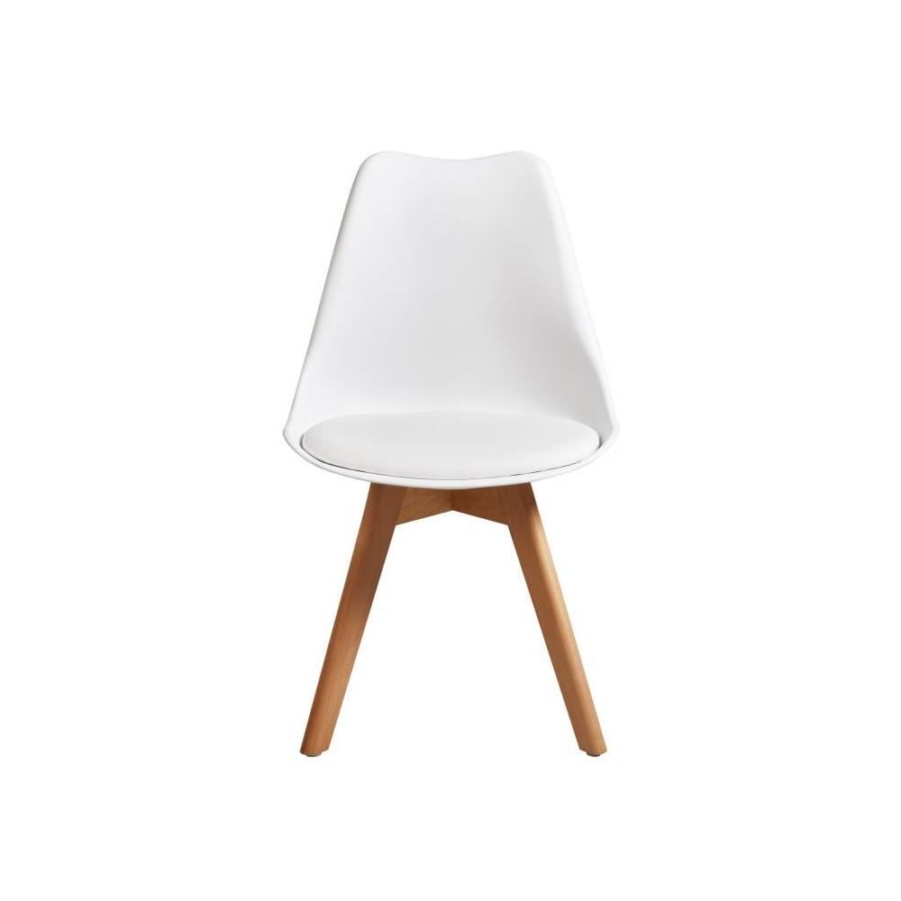 marque generique - CHAISE BJORN Lot de 4 chaises de salle a manger - Simili blanc - Scandinave - L 49 x P 56 cm - Chaises