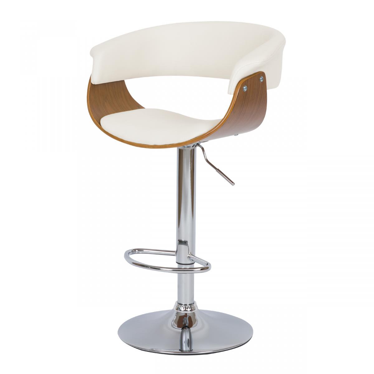Rendez Vous Deco - Chaise de bar blanche Basile avec accoudoirs 55.5/81 cm - Tabourets