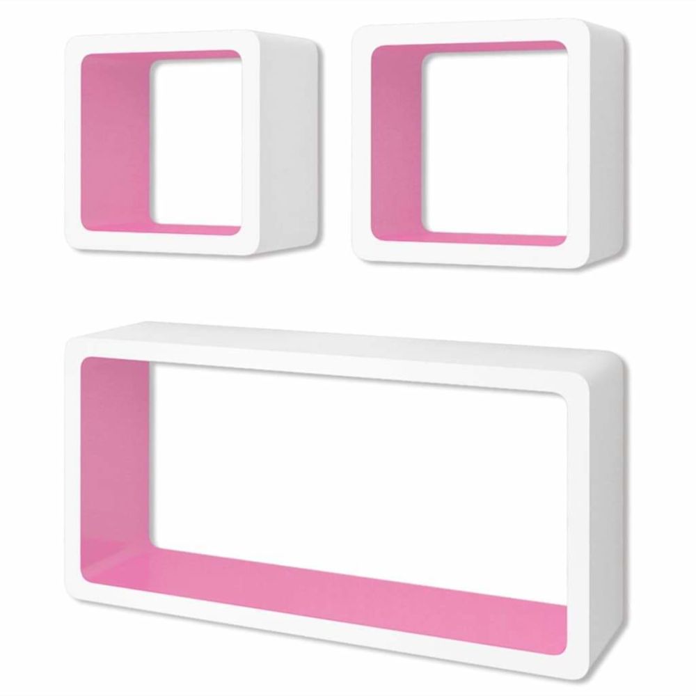 Helloshop26 - Étagère armoire meuble design murales forme de cube 6 pcs blanc et rose 2702247/2 - Etagères