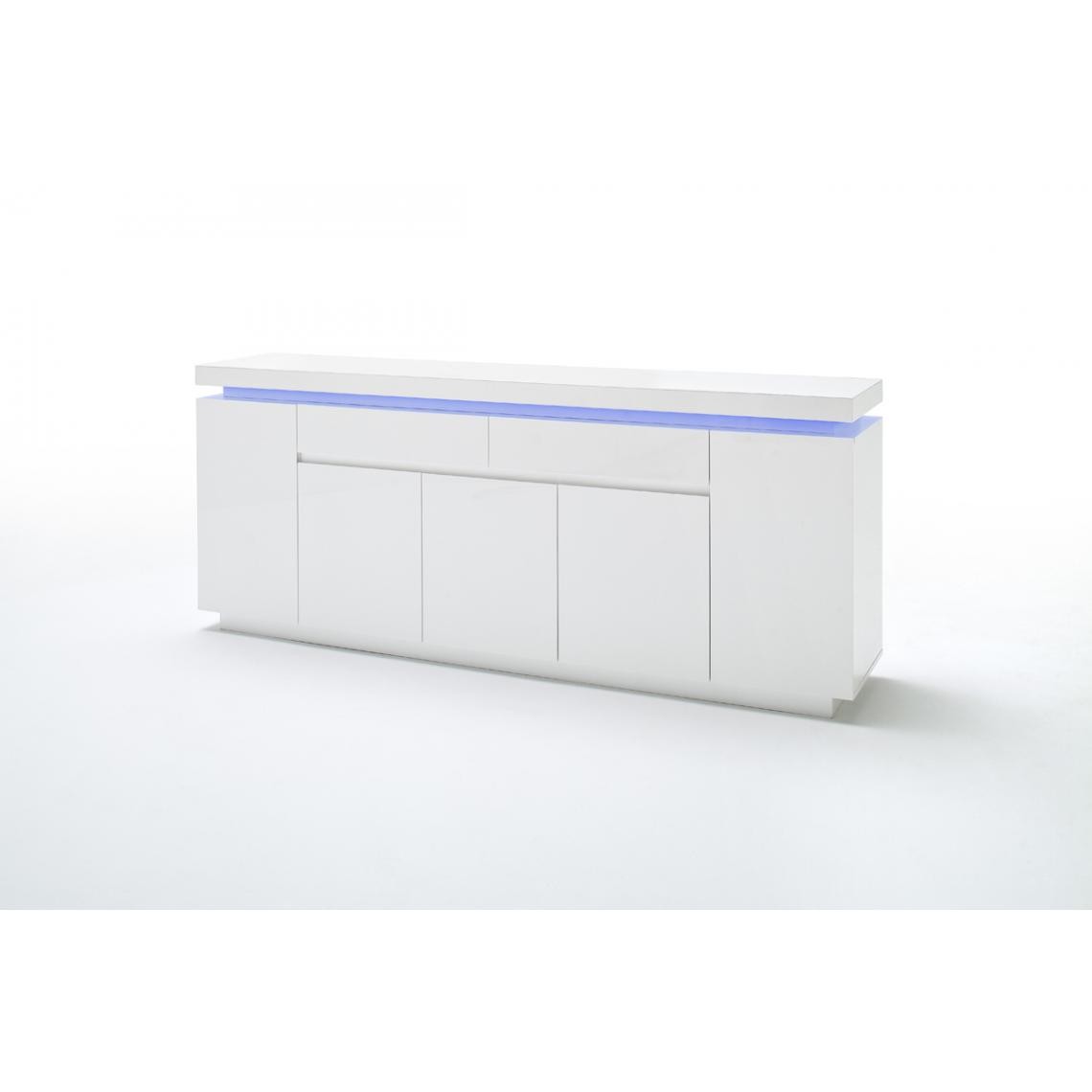 Pegane - Buffet avec LED coloris blanc - L200 x H181 x P40 cm - Buffets, chiffonniers