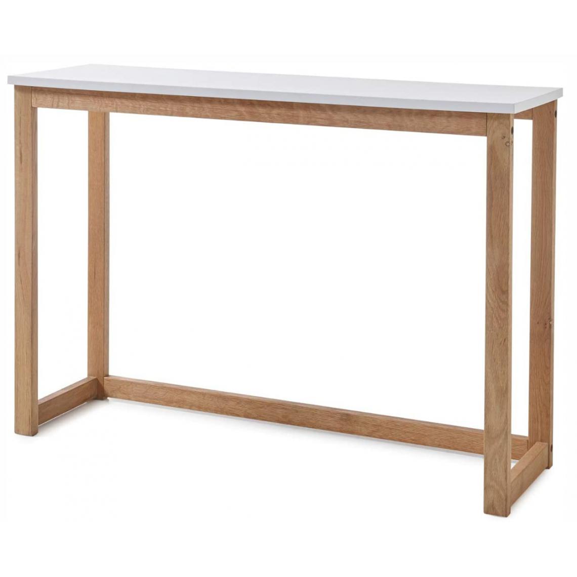Pegane - Table console coloris blanc mat et chêne - Longueur 110 x Hauteur 75 x Profondeur 32 cm - Consoles