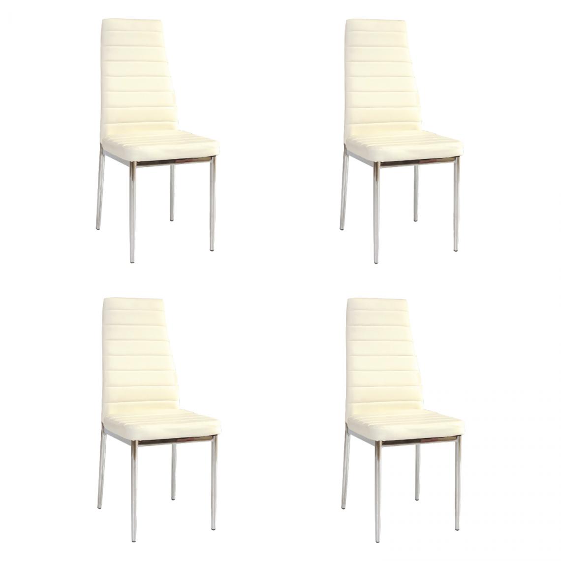 Hucoco - JOSSAN - Lot de 4 chaises élégantes pour salle à manger et salon - 96x40x38 cm - Similicuir - Blanc - Chaises