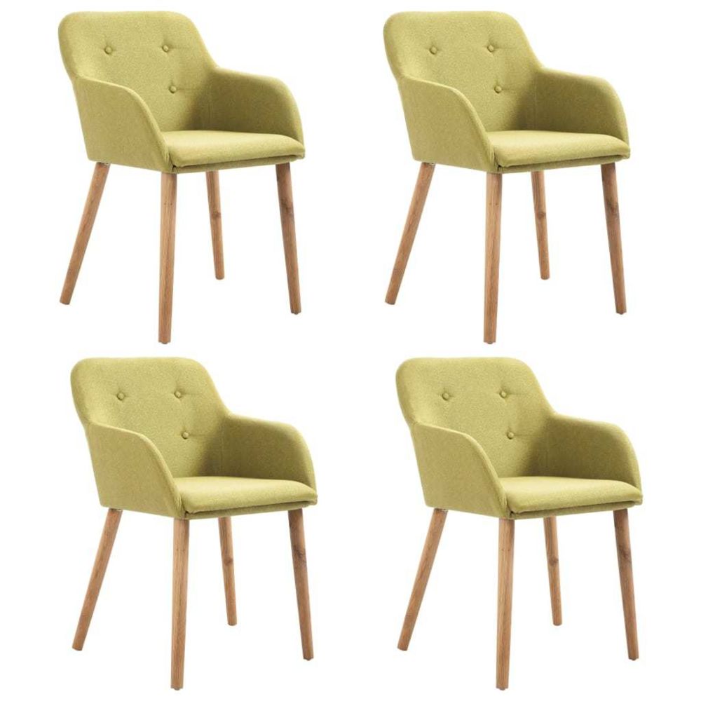 marque generique - Inedit Fauteuils et chaises serie Amsterdam 4 pcs Chaises de salle à manger Vert Tissu et chêne massif - Chaises