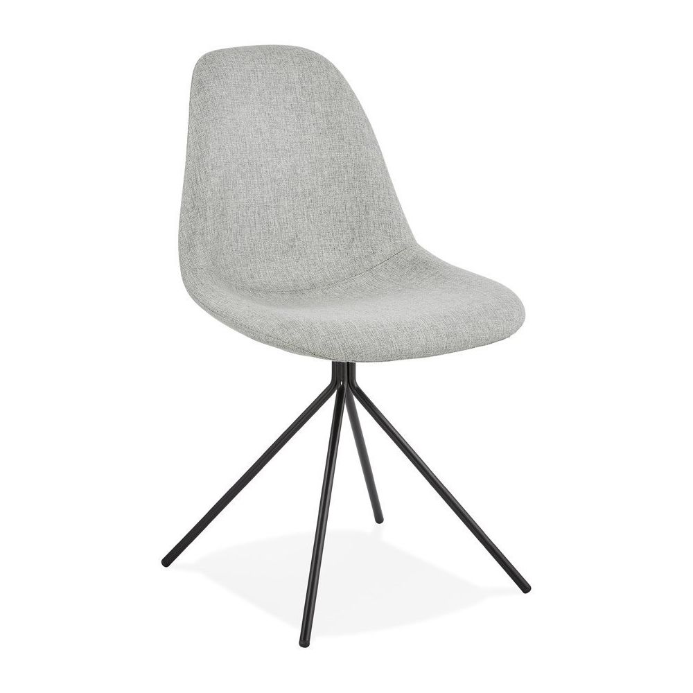 Alterego - Chaise design 'TAMARA' en tissu gris avec pied en métal noir - Chaises