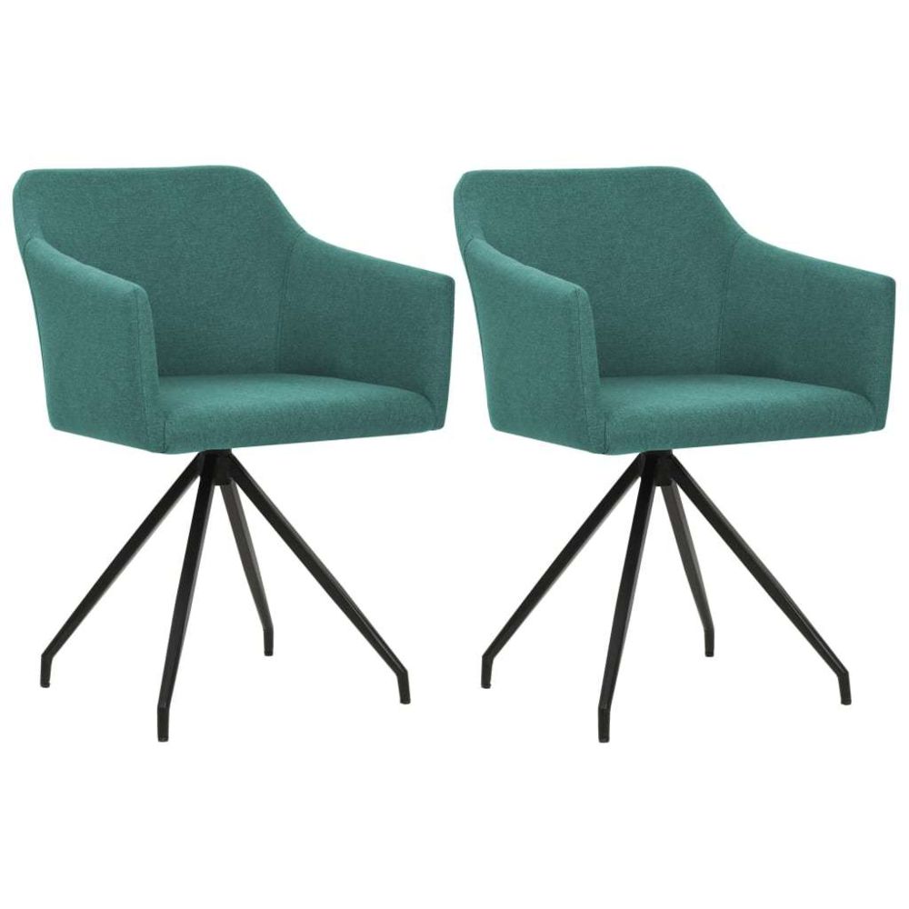 marque generique - Chic Fauteuils et chaises ensemble Panama Chaises pivotantes de salle à manger 2 pcs Vert Tissu - Chaises