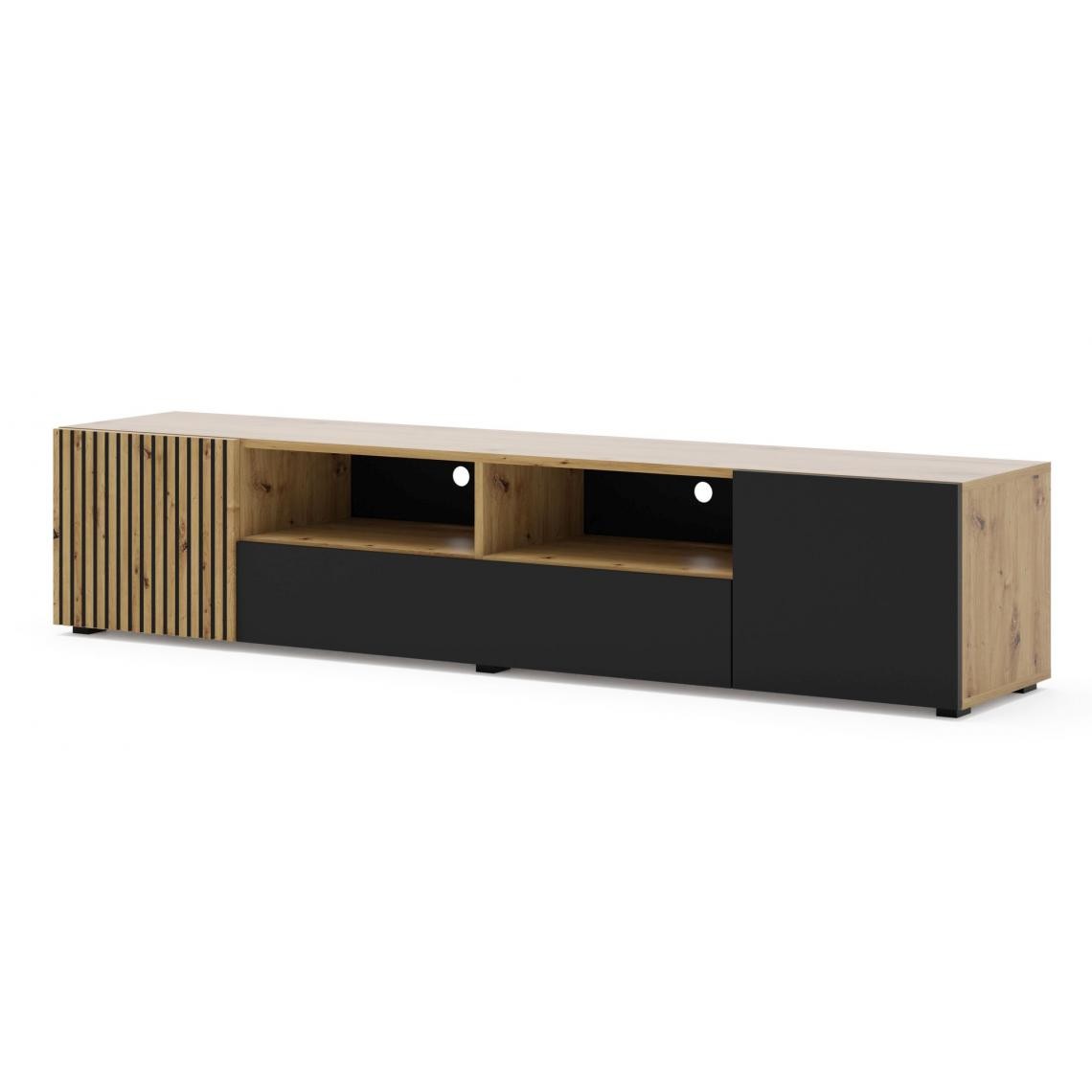 Bim Furniture - Meuble TV AURIS 200 cm chêne artisan / noir mat - Meubles TV, Hi-Fi