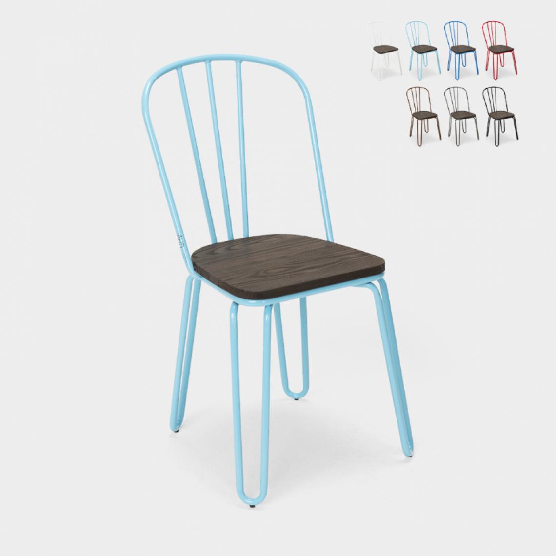 Ahd Amazing Home Design - Chaises industrielles en acier Tolix pour bar et cuisine design Ferrum, Couleur: Turquoise - Chaises