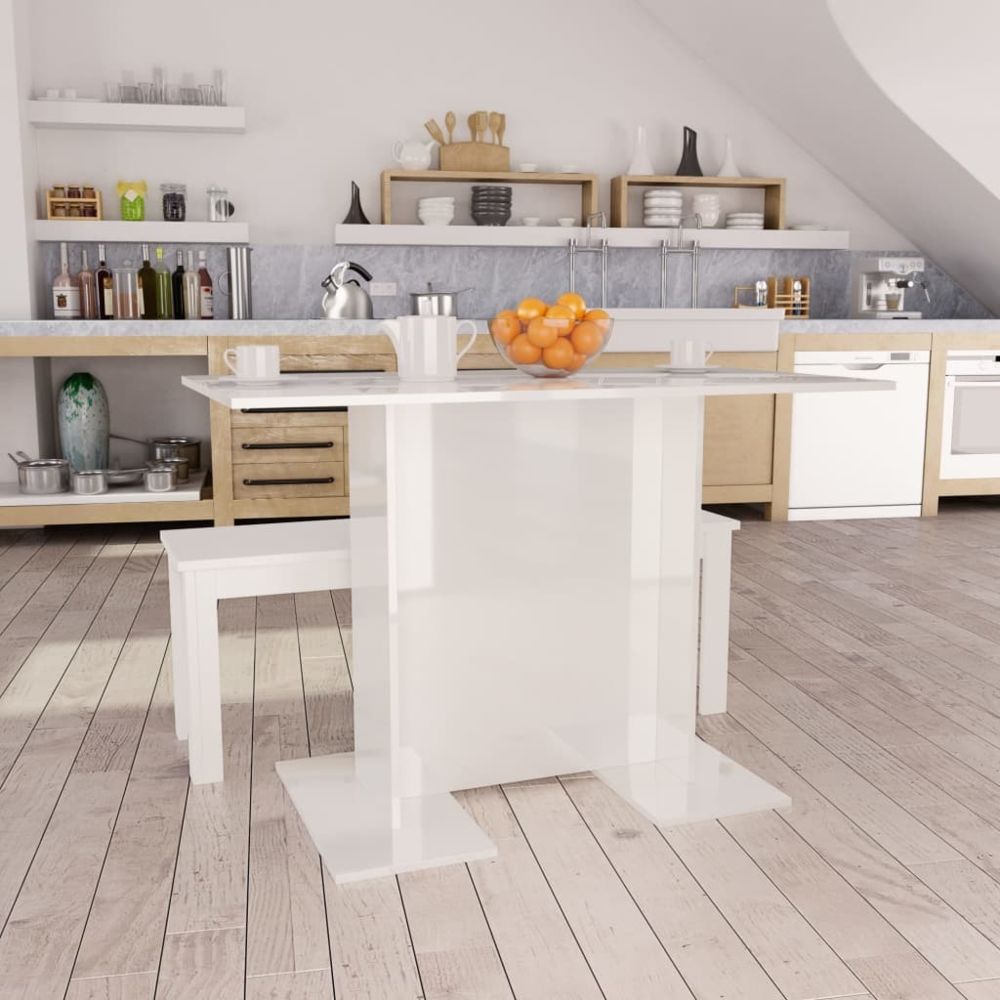 Vidaxl - vidaXL Table de salle à manger Blanc brillant 110x60x75 cm Aggloméré - Tables à manger