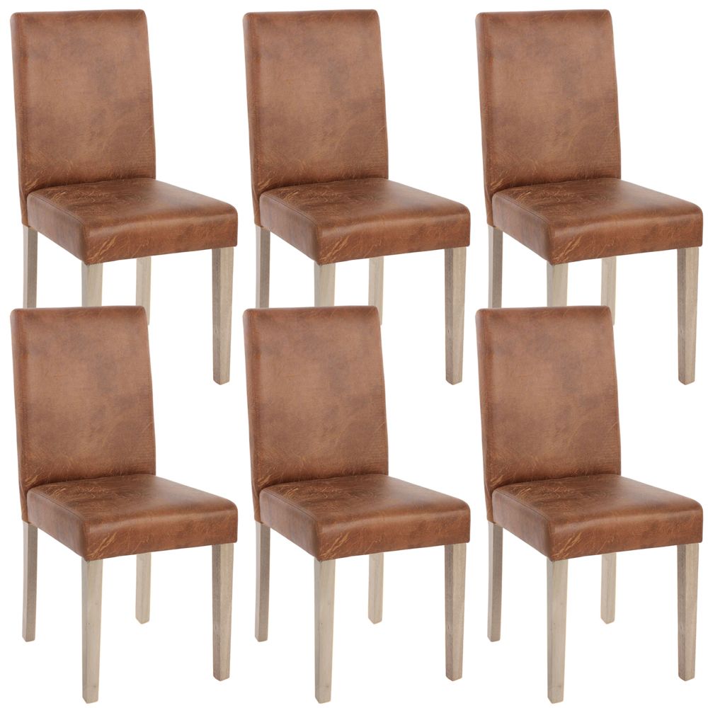 Mendler - 6x chaise de séjour Littau ~ tissu, aspect daim, pieds: structure chêne - Chaises