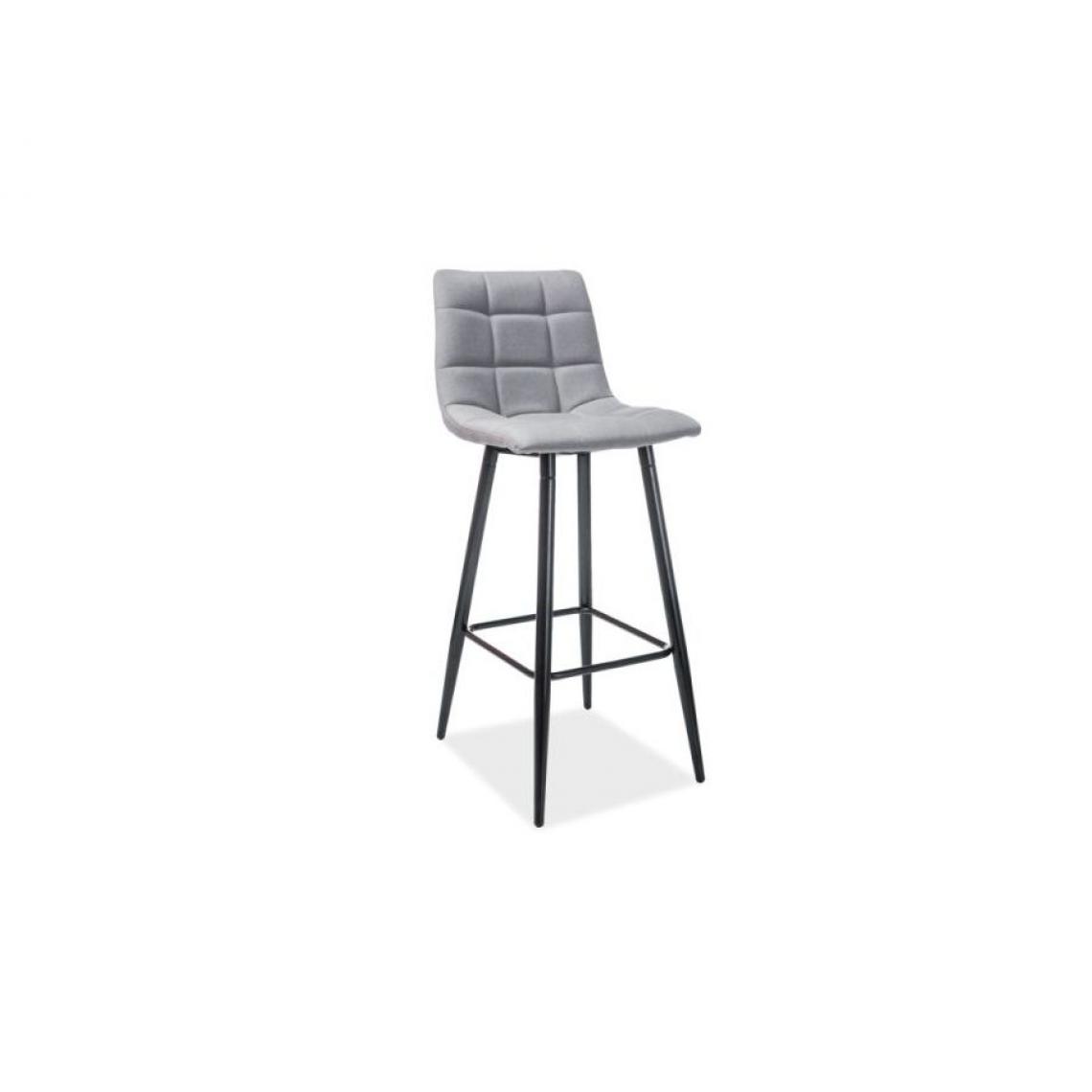 Hucoco - SPICO | Tabouret de bar moderne | Dimensions 103x42x34 cm | Siège tissu + base métal | Chaise haute de cuisine | Chaise de bar - Gris - Tabourets