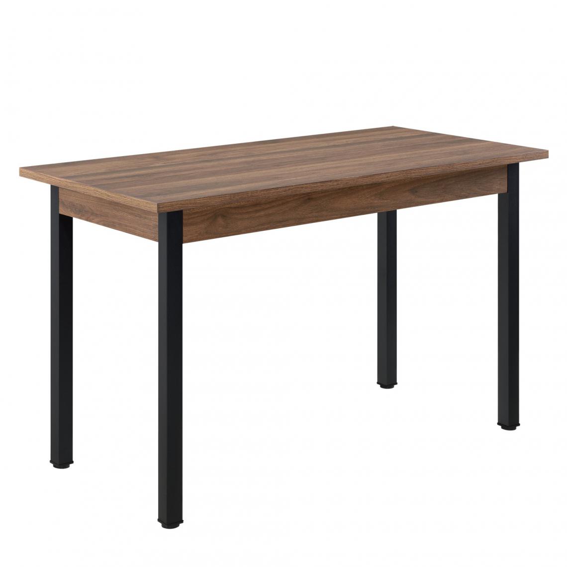 Helloshop26 - table de salle à manger cuisine bureau MDF mélaminé acier 120 cm cm noir marron 03_0006268 - Tables à manger