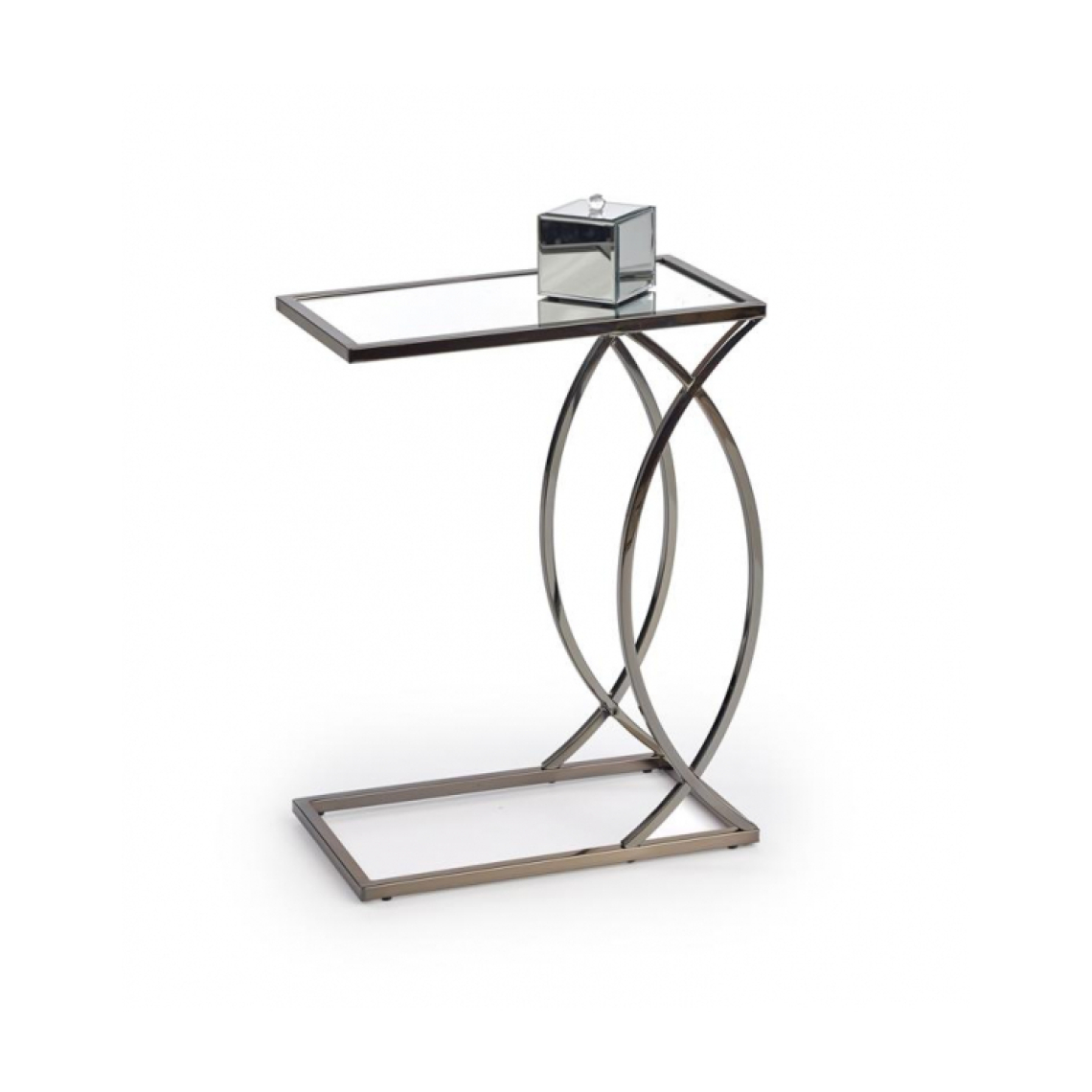 Carellia - Table basse design 25 cm x 46 cm x 60 cm - Miroir/Nickel - Tables basses