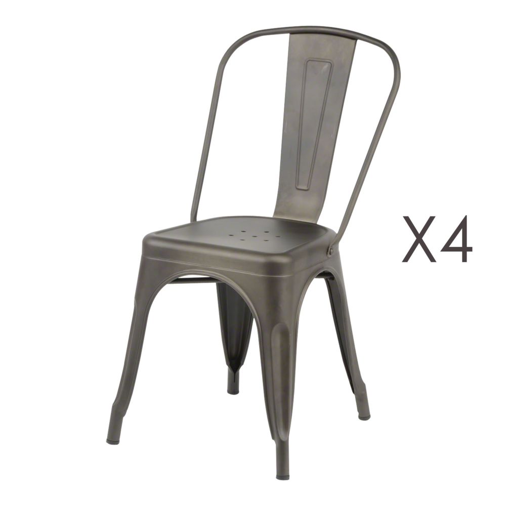 marque generique - Lot de 4 chaises en métal acier - Chaises