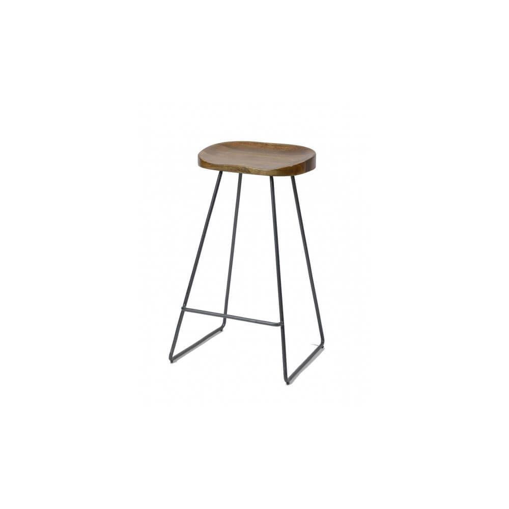 Mathi Design - WOOD - Tabouret de bar minimaliste en bois et acier - Tabourets