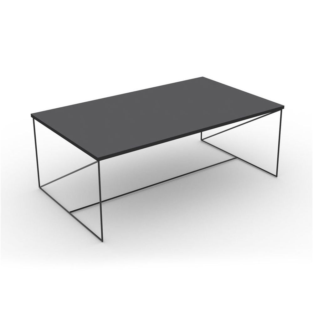 Alsapan - Table basse avec plateau anthracite et piétement noir L100 x H35cm WALTER - Tables basses
