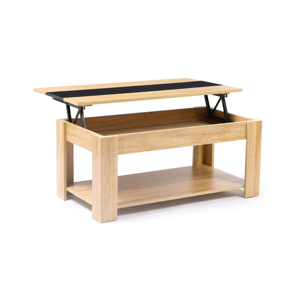 Idmarket - Table basse contemporaine TAO plateau relevable bois noir et imitation hêtre - Tables basses